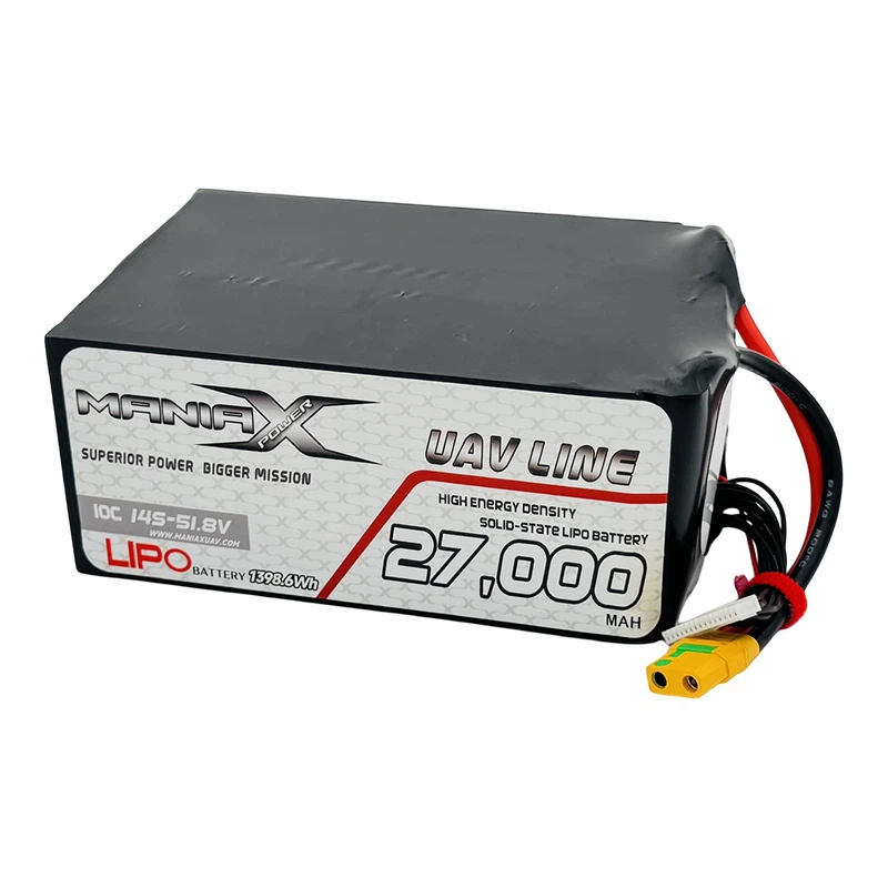 ManiaX Solid-State Lipo 14S-51.8V 27,000mAH 10C ড্রোন এবং UAV ব্যাটারি